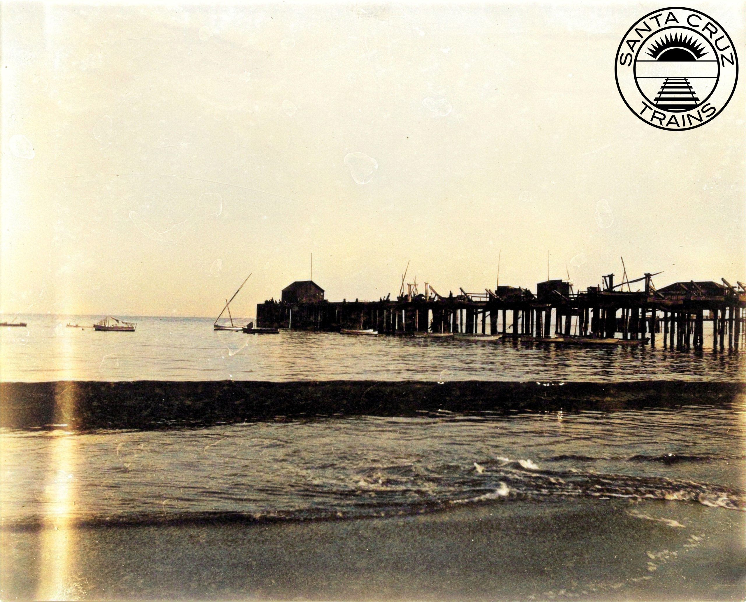 The Railroad Wharf with lanteen sailboats, ca 1910 [UCSC]